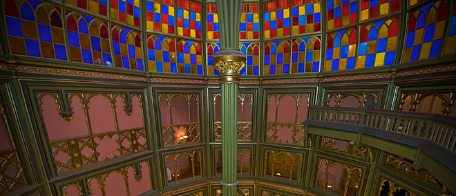 Louisiana's Old State Capitol features a stained glass dome supported by a single ornate pier. Herb Sumrall Jr., photographer
